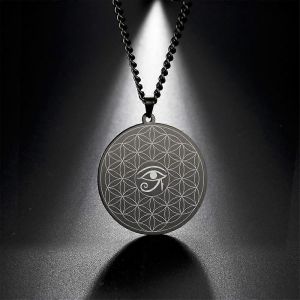 Vintage Fleur De Vie Oeil D'horus Pendentif Collier Pour Femmes Hommes Turc Mauvais ?il Talisman Bijoux En Acier Inoxydable - Neuf