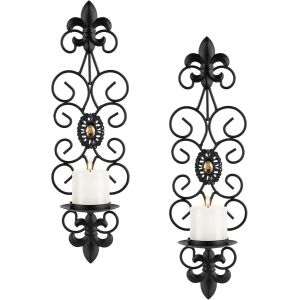 Bougeoir Mural Pour Pilier Chauffe-Plat - Bougeoir En Métal Noir Ensemble De 2 Bougeoirs Decoratif Bougie Chandelier Porte Bougie Pour Murs Bougeoir Pour Salon Chambre Salle À Manger Décor - Neuf