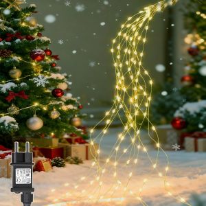 TRAHOO-Guirlande Lumineuse Sapin No&euml;l 1M 100 LED Lumi&egrave;res de No&euml;l Aliment&eacute;, 8 Modes Lumineux Cascade de Vigne &Eacute;tanche Guirlande de Noel Lumineuse pour Interieur Exterieur D&eacute;coration - Neuf
