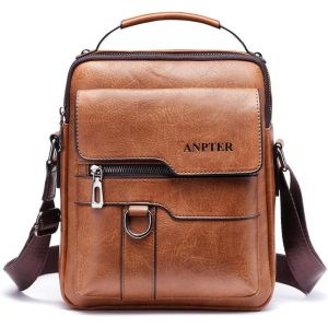 CAUC-Sacoche Homme Sacs &agrave; Bandouli&egrave;re Vintage Sacoche Bandouli&egrave;re Cuir Petite Shoulder Bag Crossbody Business Cartable Besace Pochette Sacs &agrave; main pour sport voyages travail (Marron Sacs bandouli&egrave;re) - Neuf