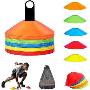 50 C&ocirc;nes De Marquage Durables Pour L'entra&icirc;nement Sportif - Couleurs Vives Pour Le Football, Le Hockey, Le Handball Et Plus Encore - Portables Avec Sac De Rangement - Neuf