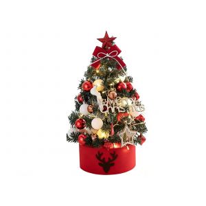 Sapin de No&euml;l miniature de 60 cm avec lumi&egrave;res LED et d&eacute;corations &agrave; faire soi-m&ecirc;me - Neuf