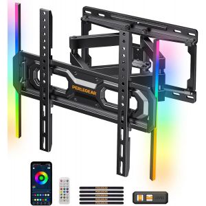 SUBZONAL-Support Mural TV avec Lumi&egrave;res LED pour T&eacute;l&eacute;vision de 26 &agrave; 65 Pouces Jusqu'&agrave; 45 kg, Pivot Extension Inclinaison et R&eacute;tro&eacute;clairage Musical, VESA Max 400x400mm PGMF20 - Neuf