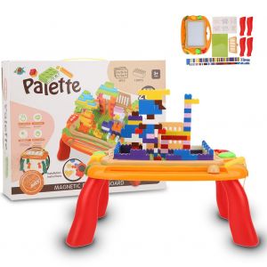Table De Construction Multifonction Pour Bebe, Tableau Magnetique, Dessin Et Ecriture, Jouet Educatif, Orange - Neuf