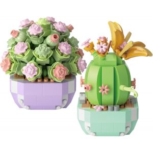 lbgwp60-2 Pi&egrave;ces Mini Fleurs Blocs De Construction De Plantes Succulentes Bouquet De Fleurs Bloc De Construction Kit De Blocs De Construction De Fleurs Pour D&eacute;coration D'Int&eacute;rieur Diy Activit&eacute; Manuel - Neuf