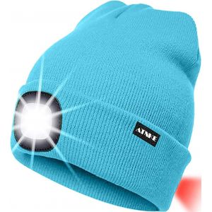 8led Bonnet Lumineux En Tricot, Capuchon De Lampe-Phare Rechargeable Usb Et Lampe De Signalisation &Eacute;tanche Ultra-Brillante Et Feu Clignotant Rouge - Neuf