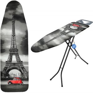 MEVRONISSHOP-Housse de table &agrave; repasser, avec cordon de serrage, housse de table &agrave; repasser, pour fer &agrave; repasser &agrave; vapeur, housse de rechange avec mousse de polyur&eacute;thane (tour Eiffel 148 x 52 cm) - Neuf