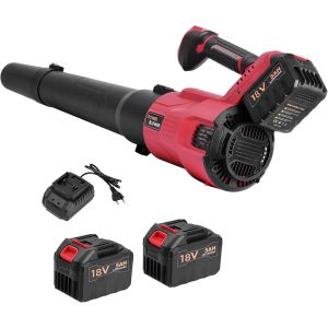 MEVRONISSHOP-Souffleur Feuilles sans Fil: 2 Batterie 5,0 Ah, 2 Vitesses jusqu'&agrave; 42m/s, 8 m&sup3;/Min, Souffleur Batterie pour souffler Les Feuilles, enlever la Neige et la poussi&egrave;re - Neuf