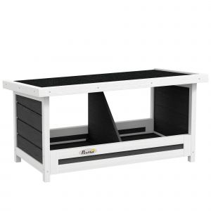 Pondoir Pour Poules 2 Emplacements Nichoir En Bois Avec Fond Et Toit Gris Blanc Noir - Neuf