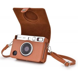 Etui pour Appareil Photo Mini Evo,Housse de Protection en Cuir PU Vintage pour Appareil Photo instantané Fujifilm Fuji Instax Mini Evo avec bandoulière Amovible - Neuf