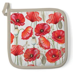 Manique De Cuisine Fleurie Coquelicots En Coton 20 &times; 20 Cm - Neuf