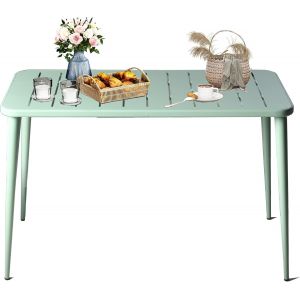 Ulteronixshop-Table &Agrave; Manger Rectangulaire Moderne En M&eacute;tal Pour 6 Personnes - Table Int&eacute;rieure Et Ext&eacute;rieure - Table De Caf&eacute;, Bar, Bureau Et R&eacute;union - Jardin - Balcon - 120 X 60 X 76 Cm - Vert Pois - Neuf