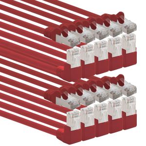 KAL-366254 Câble Réseau Cat.6 Angle 90 Degrés 7,5 M - Rouge - Paquet De 10 - Câble Patch Cat6 (Sftp Pimf) 1000 Mbit/S Prise Rj 45-10 X 7,5 M Mètres Rouge - Neuf