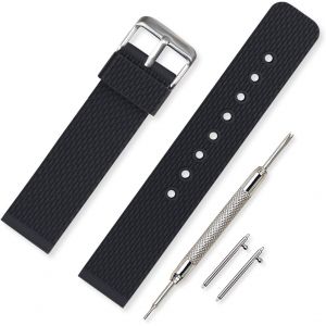 Kal-Bracelet Montre Imperm&eacute;able Remplacer Silicone Bracelet Montre Homme Femme Noir - 18mm, 20mm, 22mm, 24mm Caoutchouc Montre Bracelet Avec Quick Release Pins - Neuf