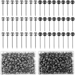 ChenQuanSarl-Map Pins Lot De 400 Épingles À Tête Ronde Noir/Doré Argenté Petite Tête Ronde Épingles À Pouce Pour Tableau D'Affichage, Photo, Mur, Artisanat, Marquage - Neuf