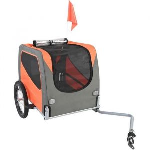 Remorque Pour Chien - Duoku - Mod&egrave;le Dt806 - Capacit&eacute; 30 Kg - Pliable - Couleur Orange/Gris - Neuf
