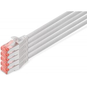 KAL-Câble Lan Cat 6-15M - 5 Pièces - Rj45 Câble Réseau - S/Ftp Blindé - Compatible Cat 6A & Cat 7 - Gris - Neuf