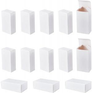 50 Boîte Carton Blanc, Cadeau Pliable Boîtes-Cadeaux En Carton Rectangle Blanc Cadeau Boîtes À Gâteaux Pour La Fête D'anniversaire Nuptiale De Noël, 3.5x5.2x9.5 Cm - Neuf