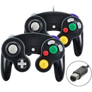 Manette de Jeu Gamecube, 2 paquets de Manette de Jeu Classique avec Manette de Jeu à Vibration, Compatible avec la Manette Gamecube/Wii U/Wii/PC/Switch, Noir - Neuf
