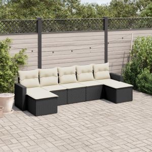 Prolenta Premium - Salon De Jardin 7 Pcs Avec Coussins Noir R&eacute;sine Tress&eacute;e - Neuf