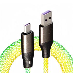 JGD-C&acirc;ble USB A vers USB C Lumineux RGB 100 cm, C&acirc;ble de Charge Rapide PD 66 W, C&acirc;ble USB Lumineux pour le Transfert de Donn&eacute;es et le Chargement, pour Tous les Appareils de Type C - Neuf