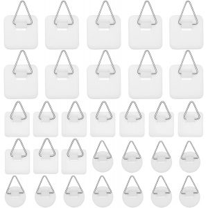 MEVRONISSHOP-30 Pi&egrave;ces Crochet Adhesif Mural , Accroche Tableau Adhesif Invisibles, Attache Murale sans Percer, Fixation Cadre sans Percer pour Photos Tableaux Art - Neuf