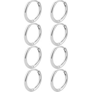 Kal-3-7 Paires Boucles D'oreilles Créoles Pour Femme, Creoles Or Argent Femme Homme, Hypoallergénique Boucles D'oreilles Mini Creole Acier Inoxydable - Neuf
