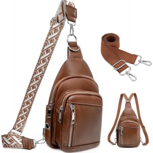 RFCBC-Sac de Poitrine Femme Sac Bandoulière Pochette Telephone Portable Sacoche 2 En 1 Cuir Petit Homme Etanche Sac a Dos 2 Bandouliere RéGlable pour Sports Plein Air Voyage Shopping Beigemarron - Neuf