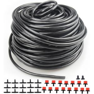 Irrigation goutte à goutte Tuyau d'irrigation,Conduites d'eau d'arrosage automatique, Tuyau de Raccordement de Irrigation par Egouttement pour Fleurs, Jardin et Terrasse,30M - Neuf