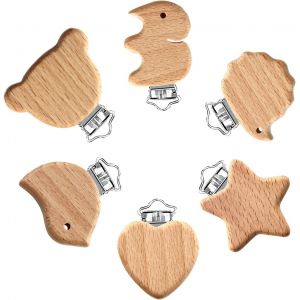 Lot De 6 Clips En Bois Pour Attache-T&eacute;tine-Attache-T&eacute;tine En Bois-Accessoires Pour Bricolage Et Bricolage - Neuf
