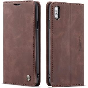 NSIECD-Coque iPhone XS Max Housse Antichoc en Cuir PU Premium Fentes Cartes Etui Pochette de Portefeuille avec Fonction Support Case &agrave; Rabat pour iPhone XS Max - Caf&eacute; - Neuf