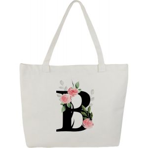 Sjzg-Tote Bag Personnalis&eacute;, 100% Toile De Coton, Sac Tissus Avec Pr&eacute;nom, Imprim&eacute; De A &Agrave; Z, Doubl&eacute;, Cadeau Personnalis&eacute; Maitresse - Neuf