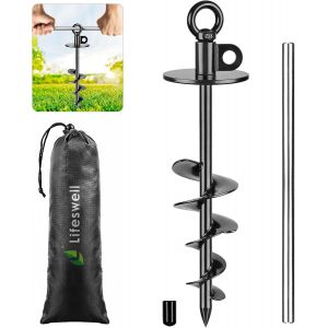 Piquet D'attache Pour Chien De 38,1 Cm, Ancre Robuste Pour Chiens Pesant Jusqu'&agrave; 100 Kg, Sans Noeuds, Facile &Agrave; Installer Et &Agrave; Enlever, Id&eacute;al Pour La Cour, Le Camping Et La Plage (Noir) - Neuf