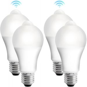 Kalanka-Lot De 4 Ampoules Led E27 Avec Capteur De Mouvement Pir E27 12w Blanc Chaud 3000k Lampe &iquest;&iquest; &iquest;&iquest;Conomie D'&iquest;&iquest;Nergie Pour Couloir, Garage, Escaliers - Neuf