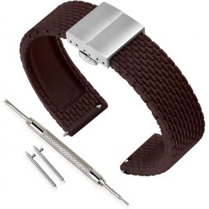 Eryi-Bracelet Montre Remplacer Silicone Bracelet Montre Homme Femme Noir - 18mm, 20mm, 22mm, 24mm Caoutchouc Montre Bracelet Avec Quick Release Pins & Boucle Déployante - Neuf