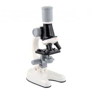 Ensemble de microscope pour enfants, grossissement 100x, 400x, 1200x, angle reglable, source lumineuse LED, loupe scientifique, jouet blanc - Neuf
