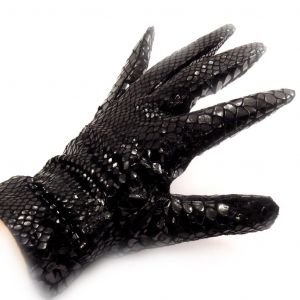 Promotion ! Gants Femme Cuir 'scarlett' Noir Python - Taille Unique - Neuf