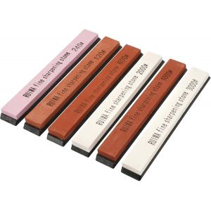 6 Pièces Pierre a Aiguiser Set, 120/240/600/1000/2000/3000 Pierres à Aiguiser Couteaux, Pierre à Aplatiret, Pierre à Aiguiser Professionnelle Facile à Utiliser pour Cuisine, en Plein Air - Neuf