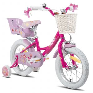 V&eacute;lo Enfant 16 Pouces Fille Joystar Stabilisateurs Si&egrave;ge Poup&eacute;e Panier Streamers Unicorn Fuchsia - Neuf