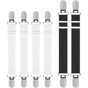 KALANKA-6 Pi&egrave;ces Tendeur Drap Housse Attache Drap Housse Lit Drap R&eacute;glable Sangle &Eacute;lastique E&eacute;glable et Clip en M&eacute;tal pour Draps Matelas Housse de Repassage Planche &agrave; Repasser ou Canap&eacute; - Neuf