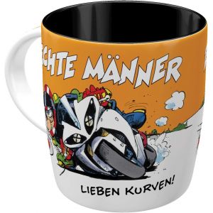 Eryi-Motomania Tasse À Café Rétro 330 Ml ¿ Courbes ¿ Idée De Cadeau Pour Motard ¿ Produit Original Sous Licence (Olp), Tasse En Céramique Pour Café, Design Vintage Avec Dicton, Décoration - Neuf