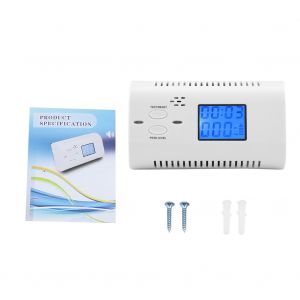 HJLIAN Detecteur de monoxyde de carbone avec ecran LCD, detecteur de fumee et d'intoxication au CO (sans batterie) - Neuf