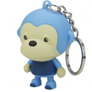 Porte-Cles Singe De Dessin Anime, Pendentif Lumineux A Led, Son, Decoration (Bleu) - Neuf