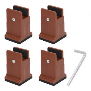HJLIAN Lot de 4 rehausseurs de meubles reglables avec pince a vis, en caoutchouc, pour meubles robustes, marron - Neuf