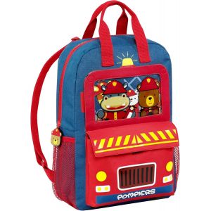 KALSC-Sac À Dos Enfant Mini Pompier-Sac À Dos Maternelle 1 Compartiment Bleu Et Rouge - Neuf