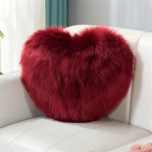 Cauc-Coussin En Forme De Coeur En Polaire Double Face Super Douce - Coussin Décoratif En Forme De Coeur - Pour Salon, Canapé, Chambre D'enfant, Chambre À Coucher, Lit - Bordeaux - 40 X 50 Cm - Neuf