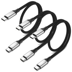 Lot De 3 Câbles Usb C Vers Usb C 30 Cm Pd 60 W Court Usb C Câble De Charge Rapide En Nylon Type C Câble De Données Pour Iphone 15 Pro Max Huawei Samsung Galaxy Xiaomi Google (Usb 2.0) - Noir - Neuf
