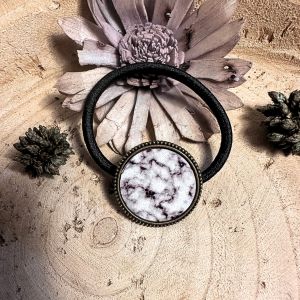 &Eacute;lastique Pour Cheveux Personnalis&eacute; - Marbre Gris Et Noir - Fait Main - Neuf