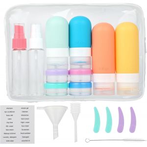 Flacon Voyage en Silicone Set-18 Pièces Contenant Voyage-Kit Voyage Avion-Bouteille de Voyage Accessoires - Neuf