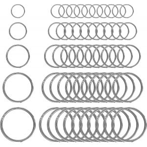 Kal-50 Pièces Acier Inoxydable Anneaux Porte Clé, 30/28/25/20/15mm, Surface Lisse Anneau Porte Cle, Pour Clés, Pendentifs Faits À Main, Étiquettes Et Cloches Pour Animaux De Compagnie (Argenté) - Neuf